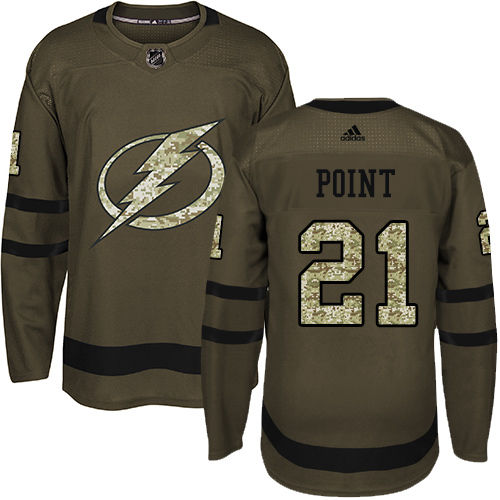 Adidas Lightning #21 Brayden Point Green Salute to Service Stitched Youth NHL Jersey